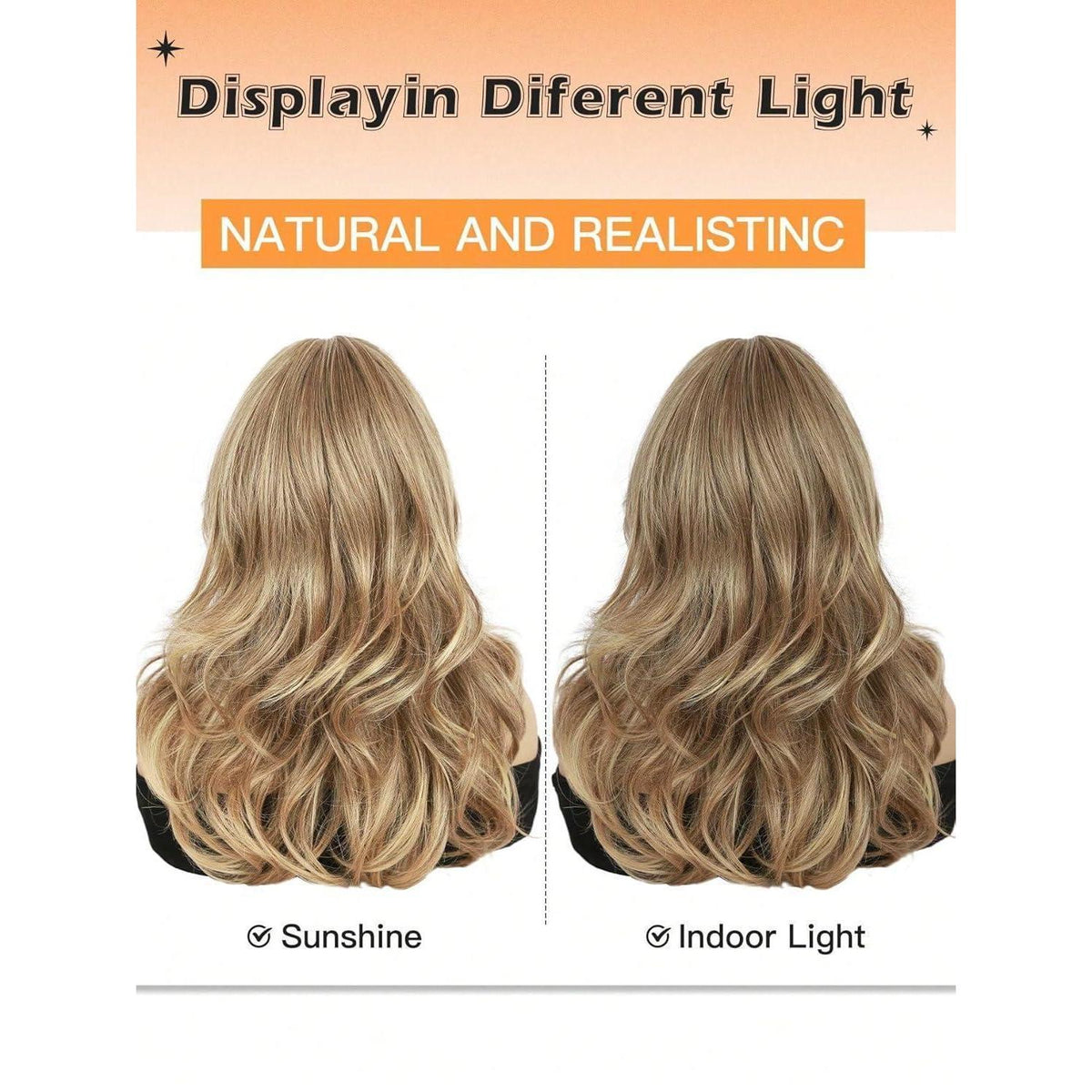 Welliges Pony Perücke Ash Blond – Synthetik, Mittel-Lang