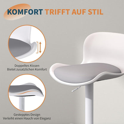 Höhenverstellbarer Barhocker 2er Set Weiß/Grau