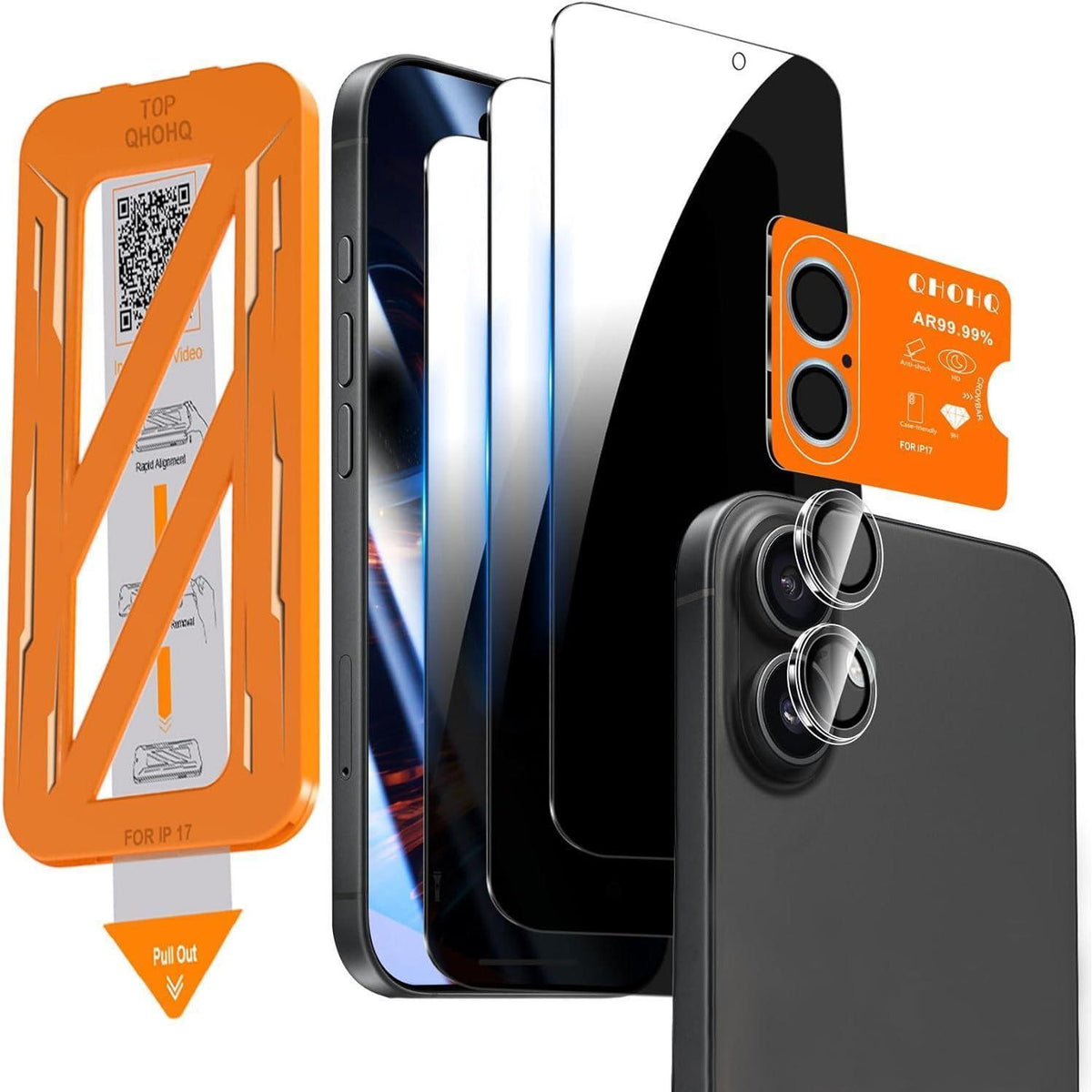 Sichtschutzfolie iPhone 17 mit Kameraschutz, 25° Anti-Spy
