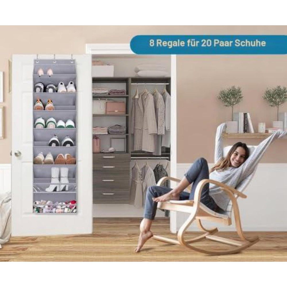 Hängendes Schuhregal Tür Organizer – 8 Regale für 20 Paar Schuhe