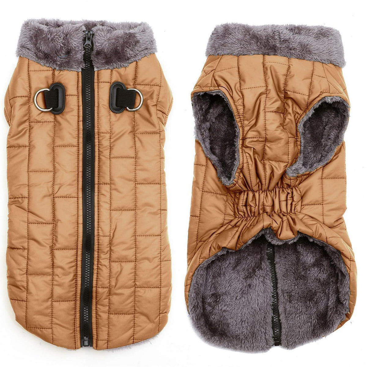 Warmer Fleece Hundemantel mit Geschirr & D-Ring – Winterjacke XS