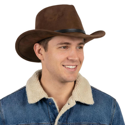 Cowboyhut Damen Herren - Westernhut mit Seildeko in Lederoptik