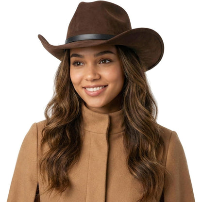 Cowboyhut Damen Herren - Westernhut mit Seildeko in Lederoptik