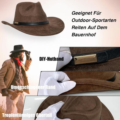 Cowboyhut Damen Herren - Westernhut mit Seildeko in Lederoptik