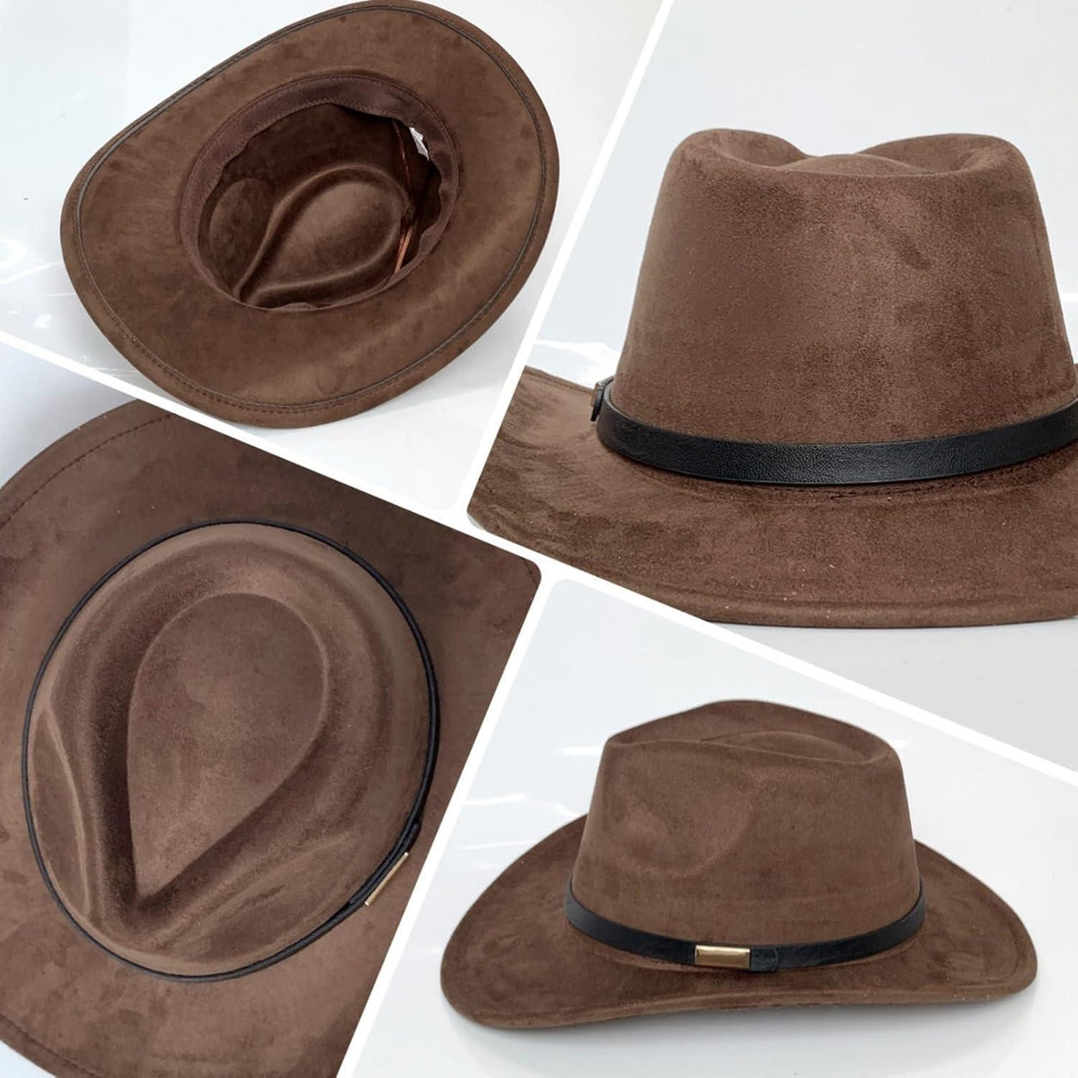 Cowboyhut Damen Herren - Westernhut mit Seildeko in Lederoptik