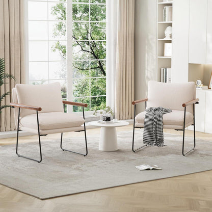 Extragroßer Ohrensessel Bouclé Beige – Komfortabler Loungesessel