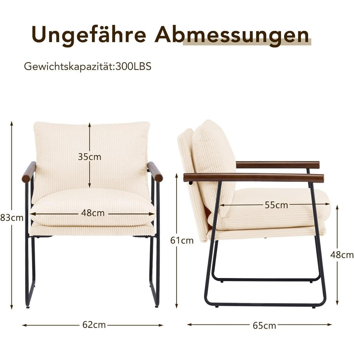 Extragroßer Ohrensessel Bouclé Beige – Komfortabler Loungesessel