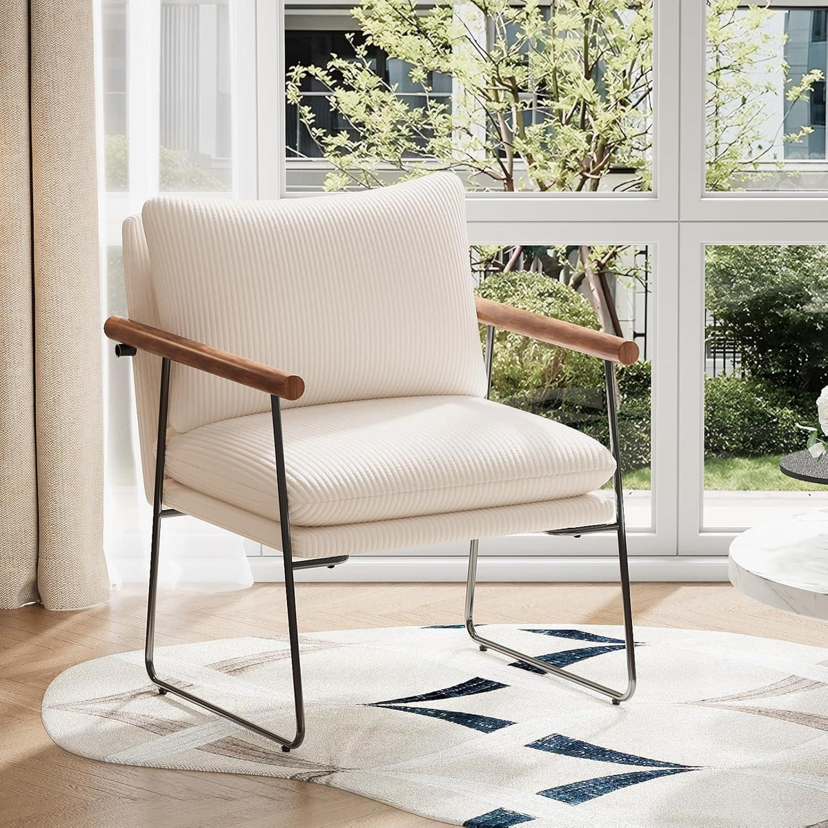 Extragroßer Ohrensessel Bouclé Beige – Komfortabler Loungesessel