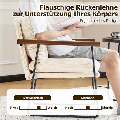 Extragroßer Ohrensessel Bouclé Beige – Komfortabler Loungesessel