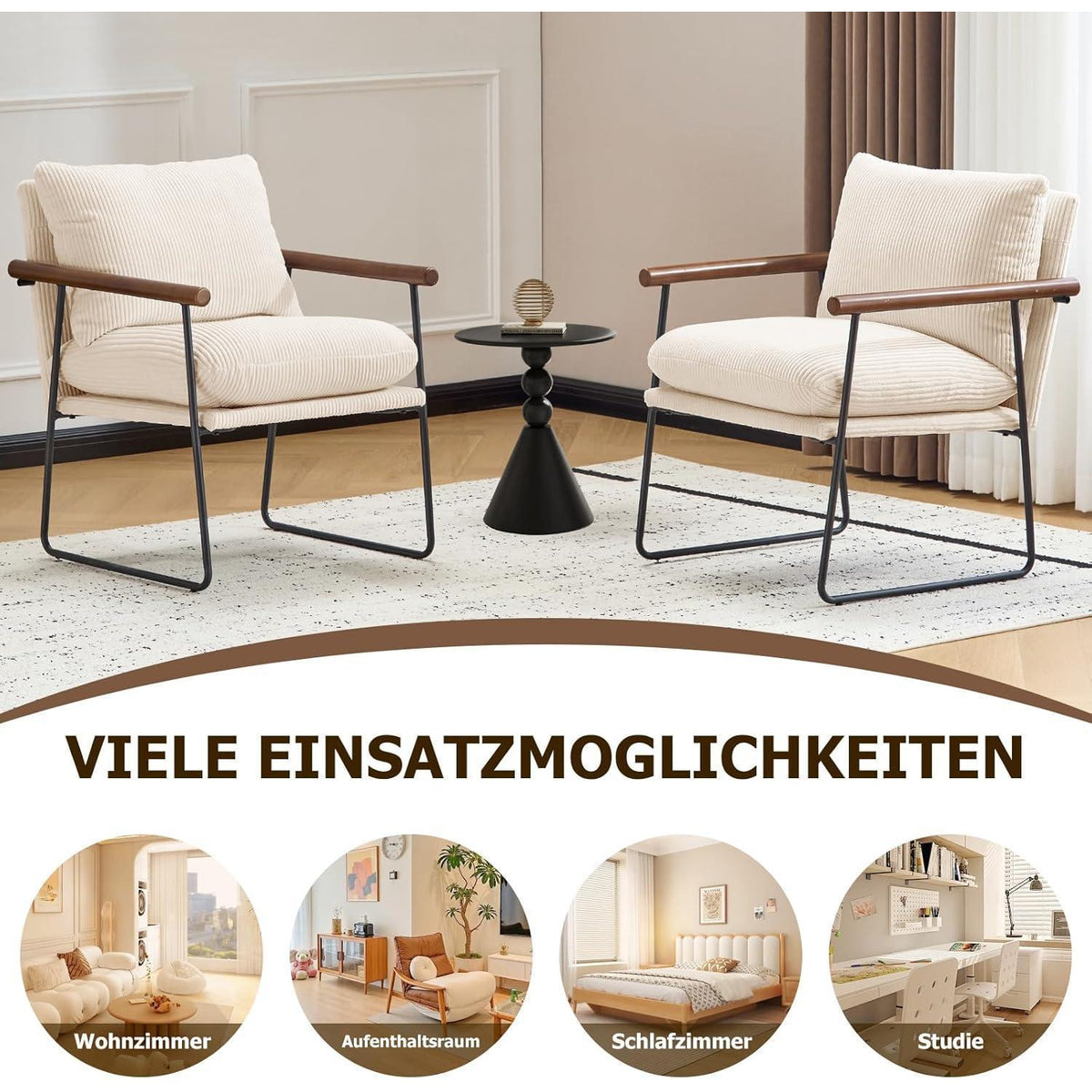 Extragroßer Ohrensessel Bouclé Beige – Komfortabler Loungesessel
