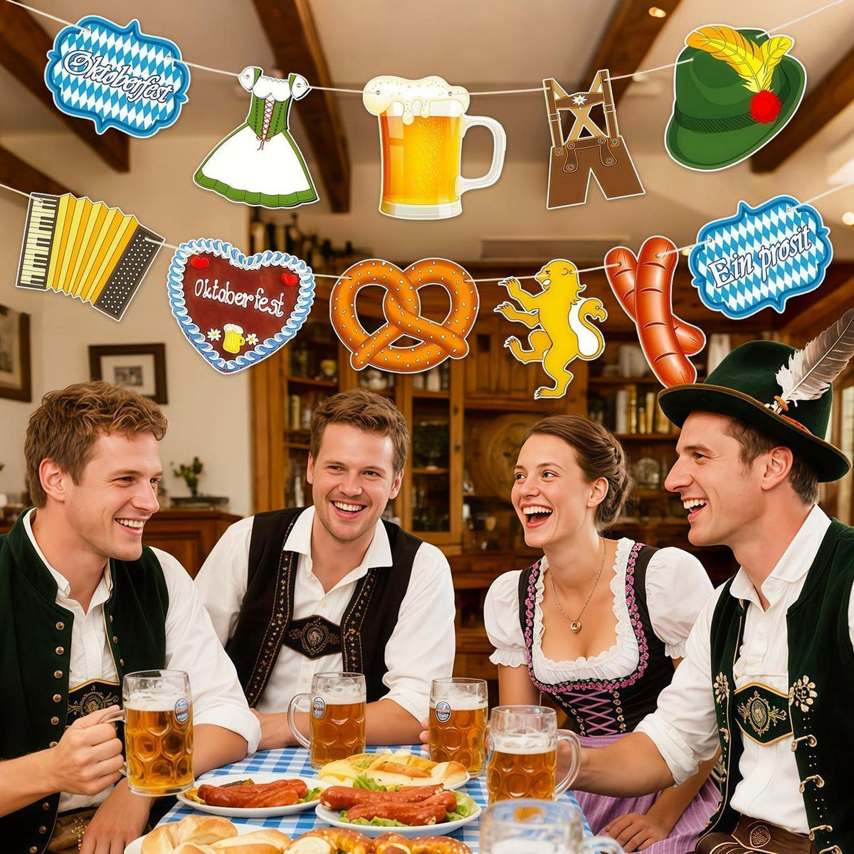 Berfest Girlande Deko 2er-Set | Bayerische Bunting Banner Oktoberfest