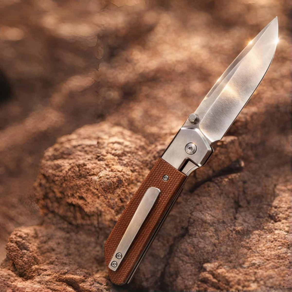 EDC Klappmesser D2 Stahl – Micarta Griff/Holzgriff – Robustes Outdoor Messer