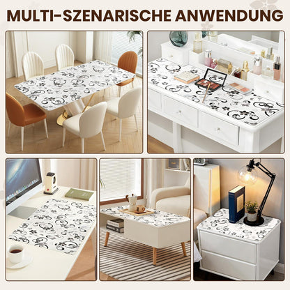 Transparente Tischfolie Blumenmuster 100x180 cm | Wasserdicht & Kratzfest
