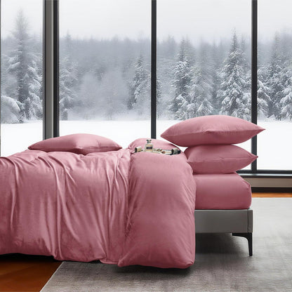 Winter Bettwäsche 135x200 Rosa - 4teilig, Flauschig & Warm