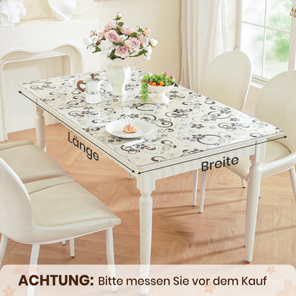 Transparente Tischfolie Blumenmuster 80x140 cm | Schutzfolie wasserdicht