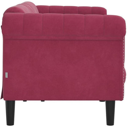 Weinrotes 3-Sitzer Sofa aus Samt – Wohnzimmer & Schlafzimmer