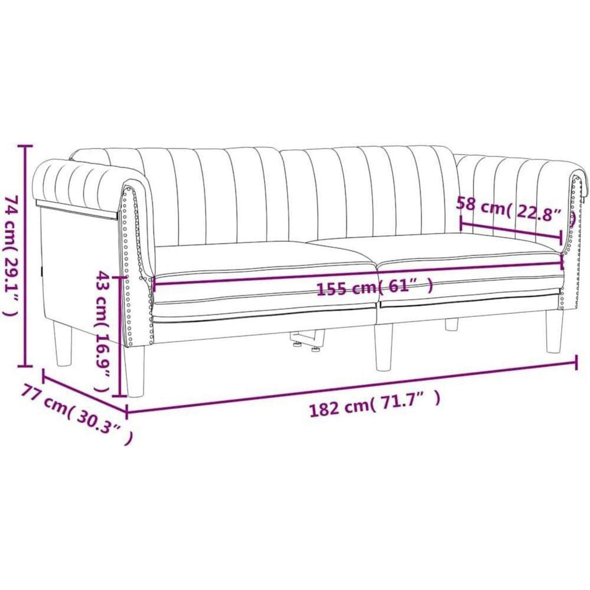 2-Sitzer Sofa Dunkelgrau Samt – Bequemer Lesesessel mit Holzbeinen