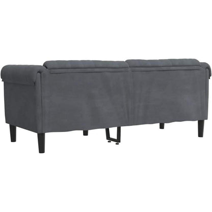 2-Sitzer Sofa Dunkelgrau Samt – Bequemer Lesesessel mit Holzbeinen