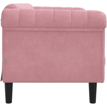Rosa Samt 2-Sitzer Sofa mit Holzbeinen – Leseecke & Loungesessel