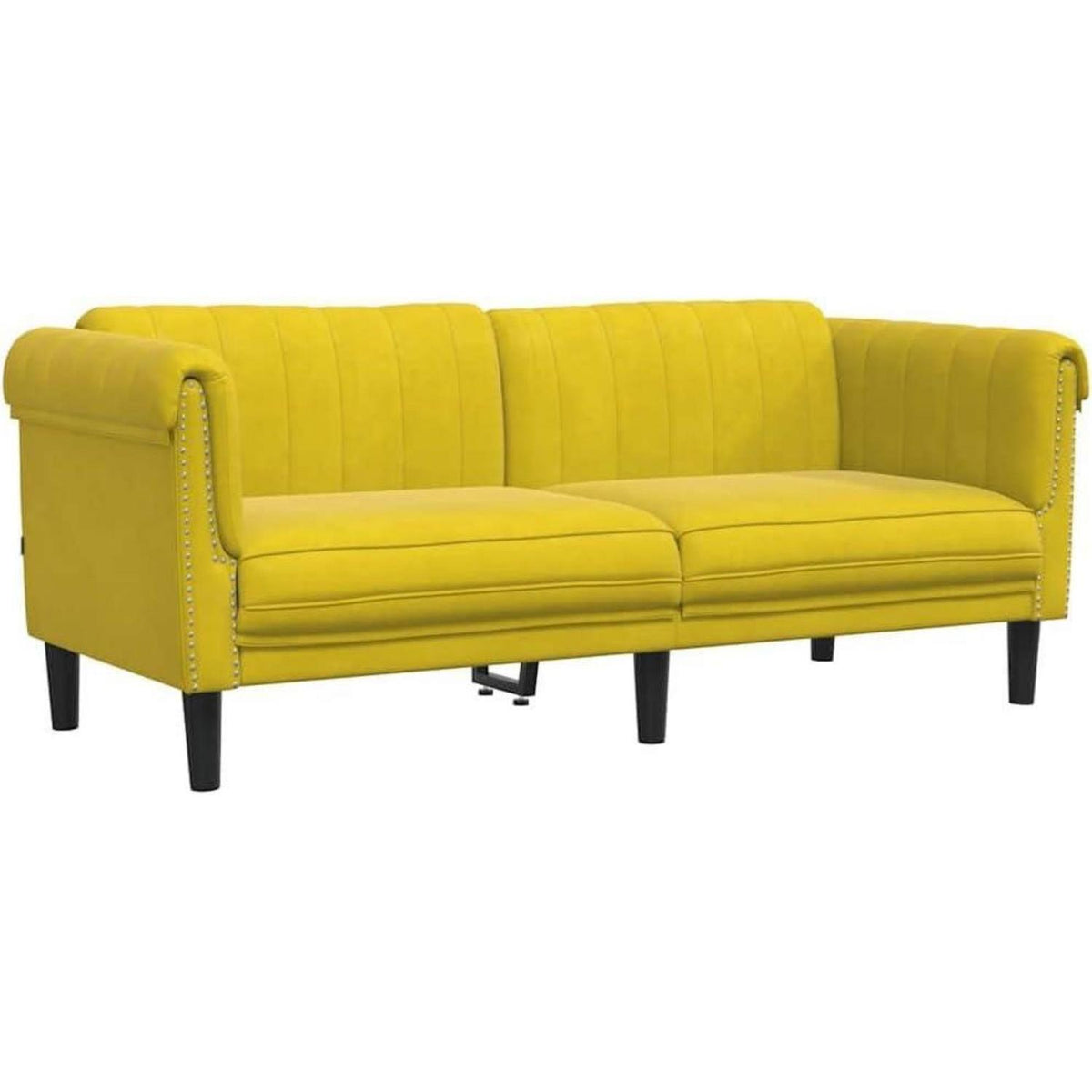 2-Sitzer Sofa Gelb Samt – Moderner Akzentstuhl mit Kissen