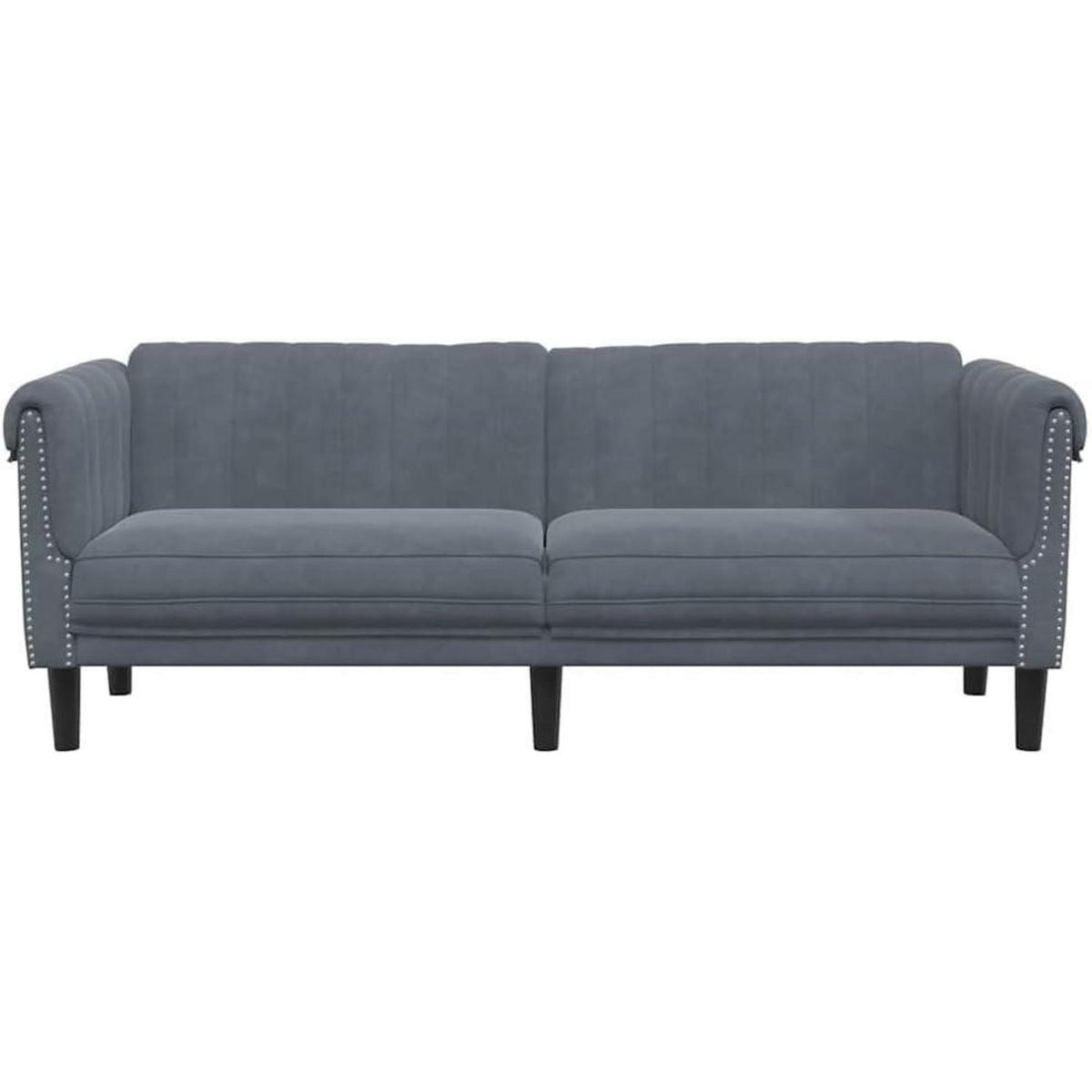 3-Sitzer Sofa Dunkelgrau Samt Modern mit Kissen