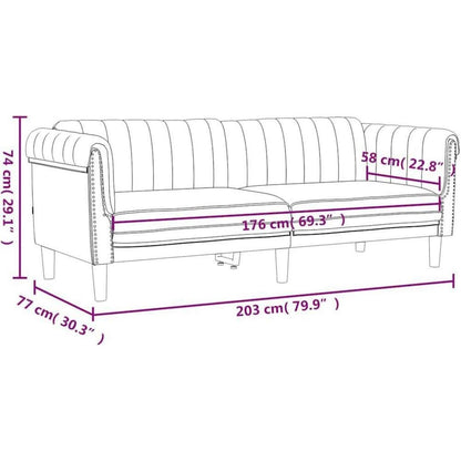 3-Sitzer Sofa Gelb Samt – Moderner Akzentstuhl mit Kissen