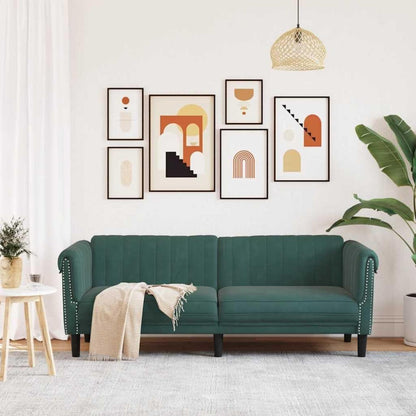 3-Sitzer Sofa Dunkelgrün Samt – Wohnzimmer Sofa