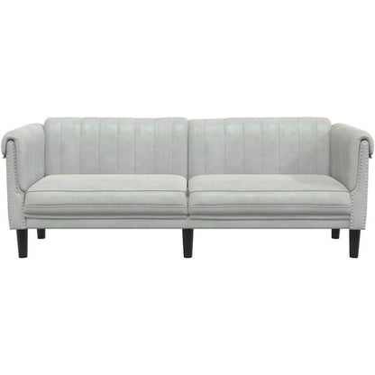 3-Sitzer Sofa Hellgrau Samt – Moderner Akzentstuhl mit Kissen