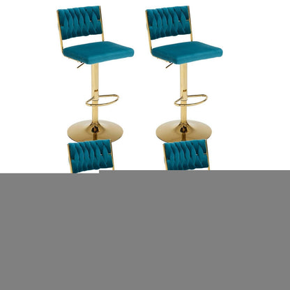Barhocker Set 4er – Drehbar, Höhenverstellbar, Samt Teal
