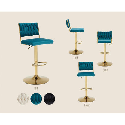 Barhocker Set 4er – Drehbar, Höhenverstellbar, Samt Teal