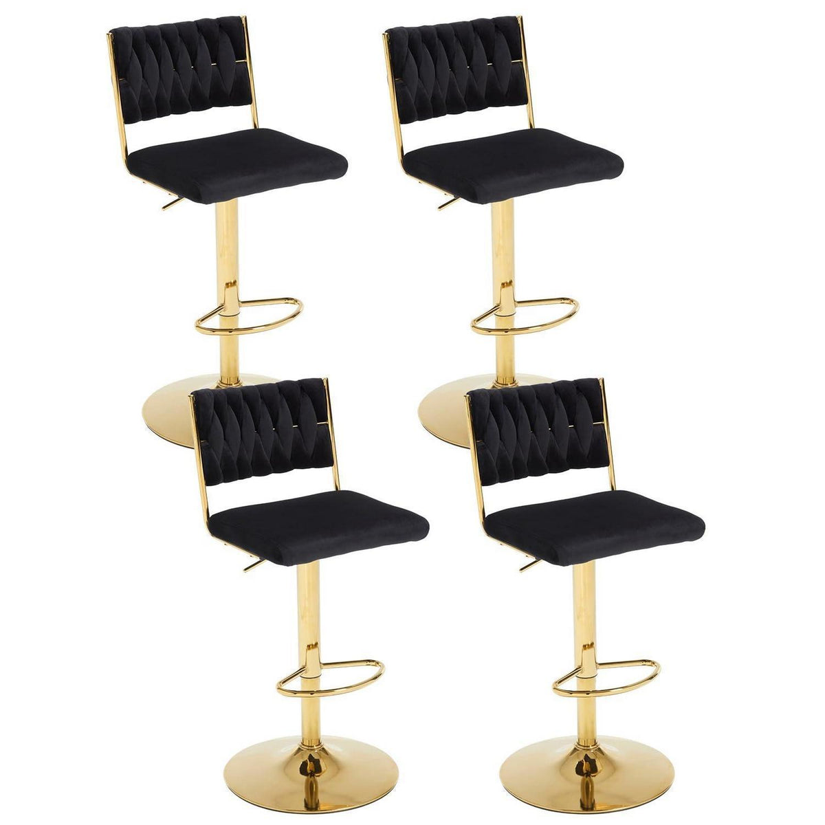 Barhocker Set 4er – Drehbar, Höhenverstellbar, Samt & Geflochten
