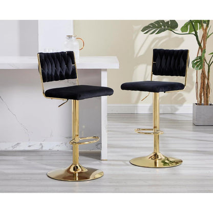Barhocker Set 4er – Drehbar, Höhenverstellbar, Samt & Geflochten