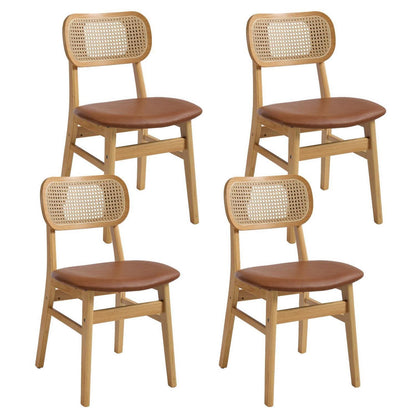 Esszimmerstühle Set 4er – & Rattan Braun in Lederoptik