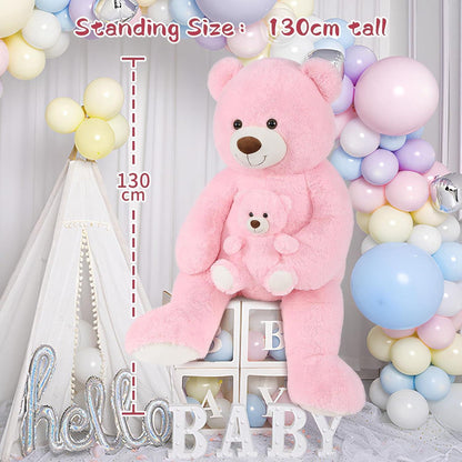 Riesiger 130cm Kuschelteddybär mit Babybär – Perfektes Geschenk