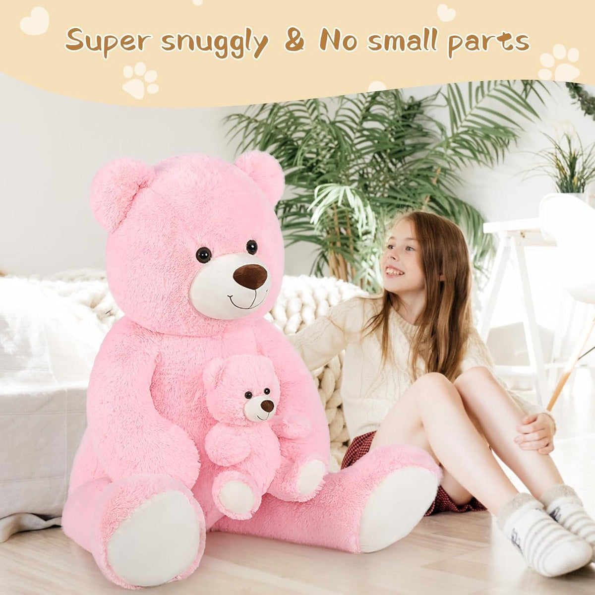 Riesiger 130cm Kuschelteddybär mit Babybär – Perfektes Geschenk
