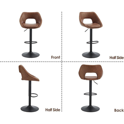 360° Drehbarer Barhocker 2er Set, Höhenverstellbar Braun