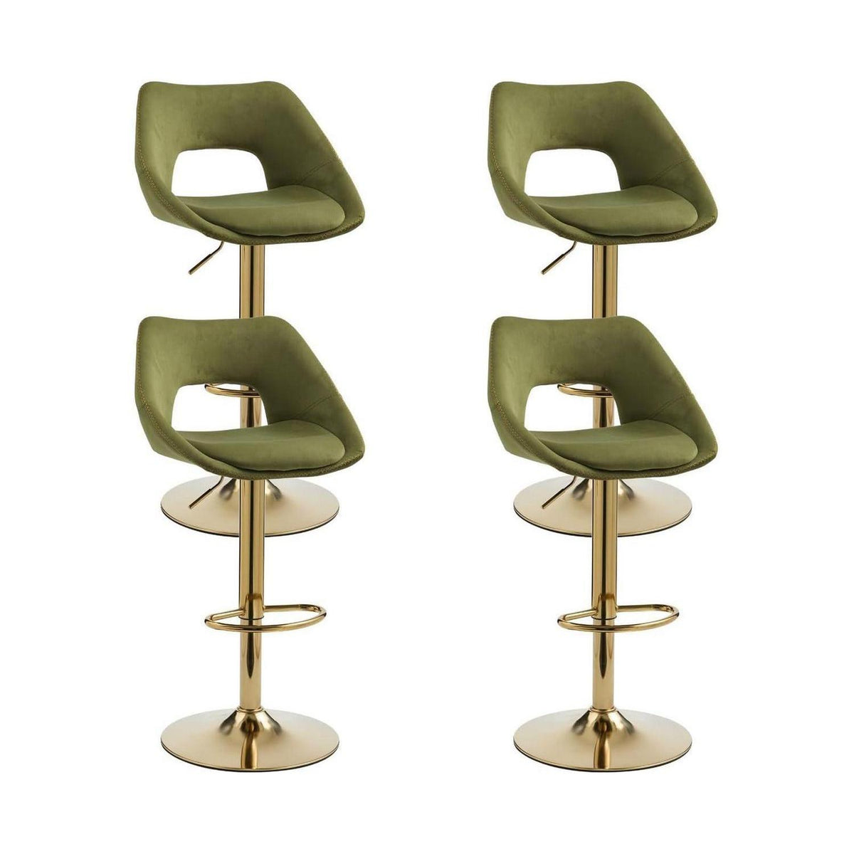 360° Drehbarer Barhocker 2er Set, Samt, Grün