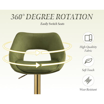 360° Drehbarer Barhocker 2er Set, Samt, Grün