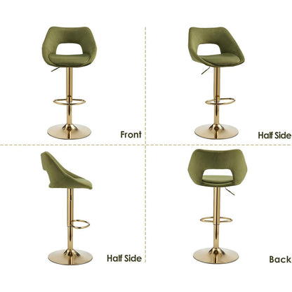 360° Drehbarer Barhocker 2er Set, Samt, Grün