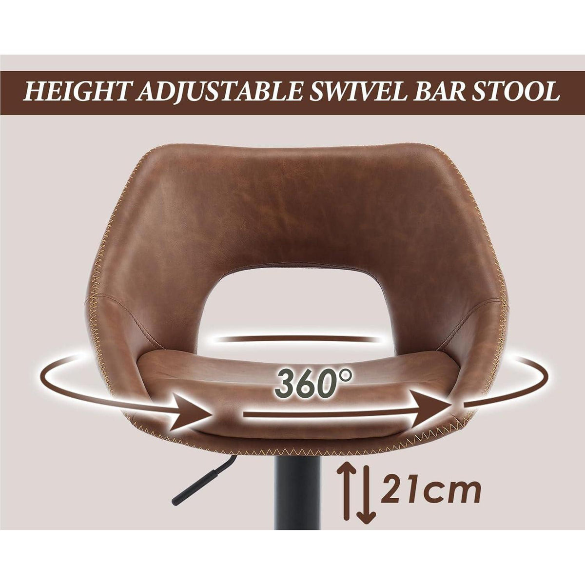 360° Drehbarer Barhocker 4er Set, Höhenverstellbar Braun