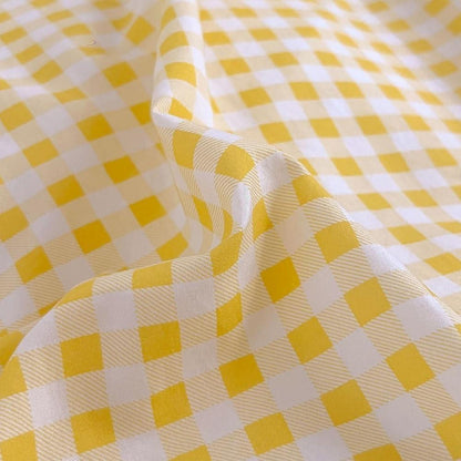 Gelbes Kariertes Bettwäsche-Set 155x220cm mit Kissenbezügen