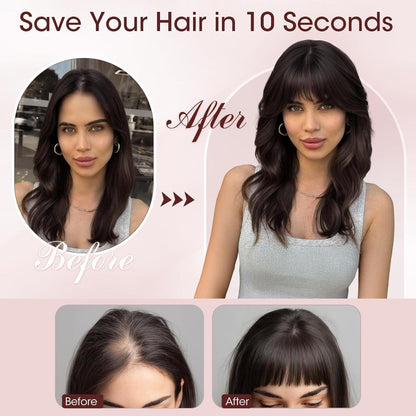 Echthaar Topper mit Pony – Volumen & Weicher Look Schwarz