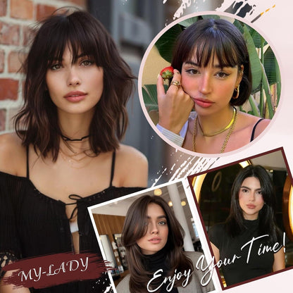 Echthaar Topper mit Pony – Volumen & Weicher Look Schwarz