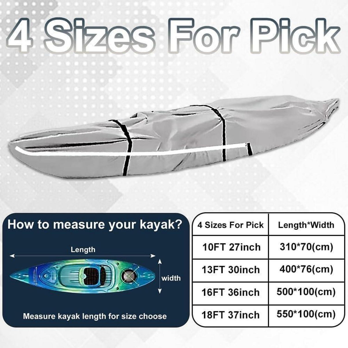 Kajak Abdeckung Vollabdeckung 5m x 100cm Wasserdicht UV-Beständig