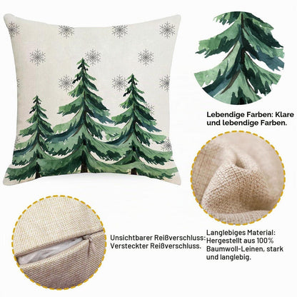 4er-Set Weihnachtskissenbezüge 40x40 - Festliche Deko-Kissenhüllen