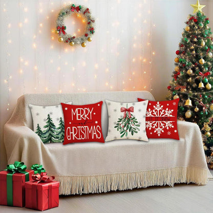 4er-Set Weihnachtskissenbezüge 40x40 - Festliche Deko-Kissenhüllen
