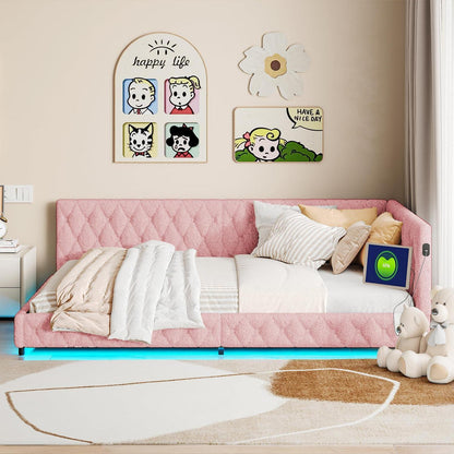 Ausziehbares Schlafsofa 90/180 x 200 cm Rosa mit Lattenrost