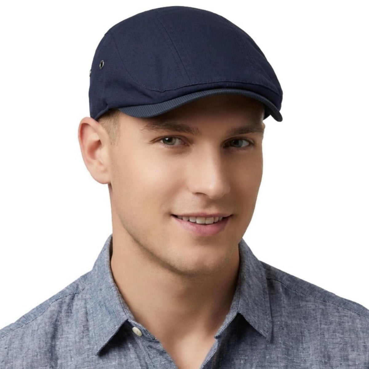 Herren Schiebermütze Sommer – Vintage Flatcap Marineblau M-L