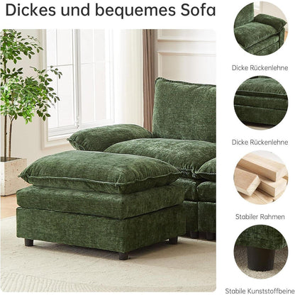 JIEXI Ecksofa mit Schlaffunktion, Grün, 2-Sitzer, L-Form