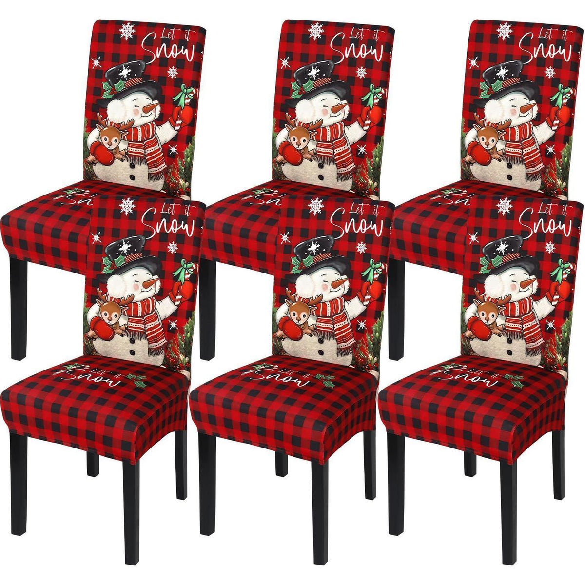 Weihnachtliche Stuhlhussen 6er Set - Schneemann Design
